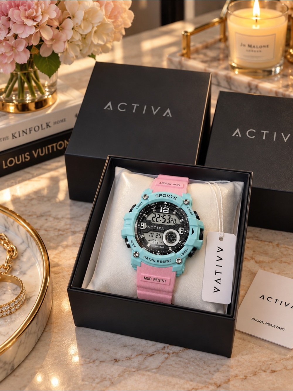 Activa x Invicta ACW533-003 Aqua Pink Digital Watch 46mm NWT